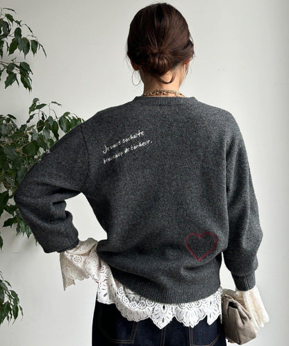 字母刺繡套頭衫