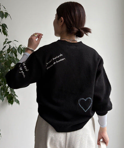 字母刺繡套頭衫