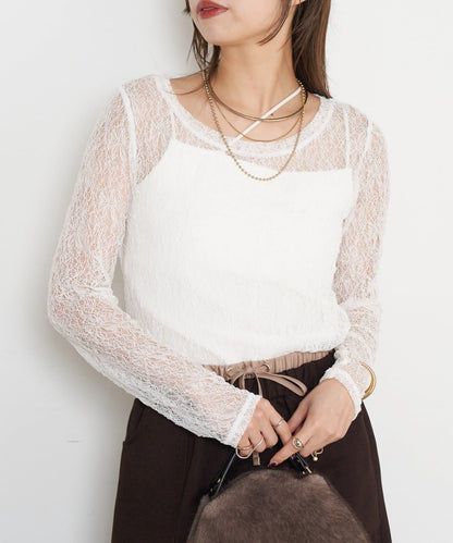 蕾絲透視針織衫