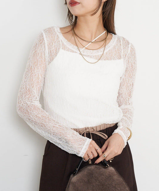 蕾絲透視針織衫