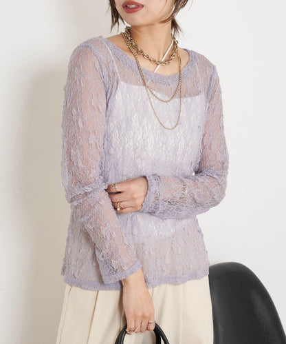 蕾絲透視針織衫