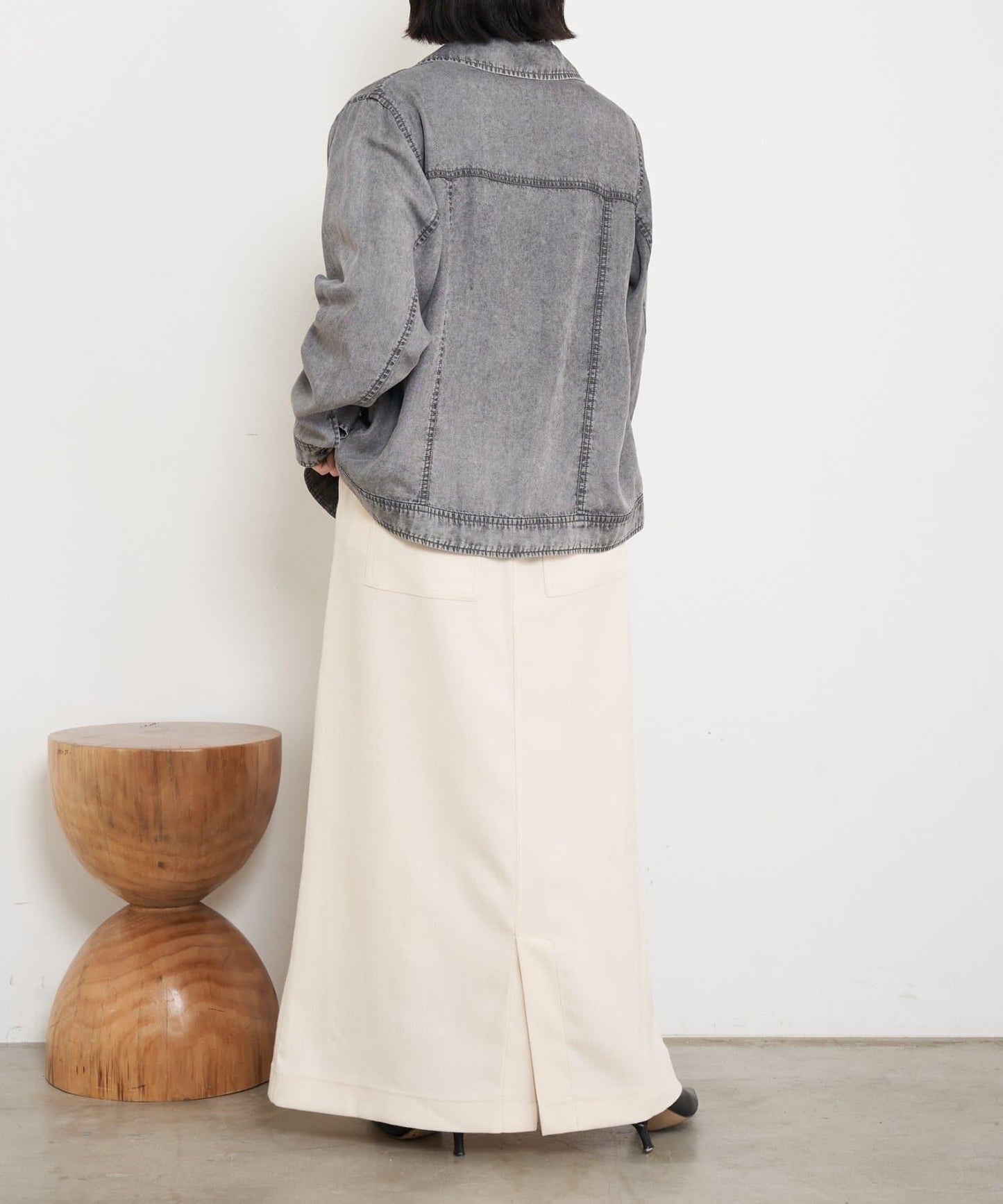 腰部拼色微絨半身裙