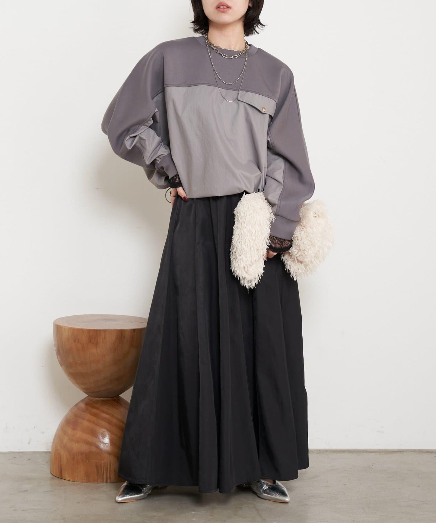 布料拼接雙面針織衛衣