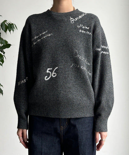 字母刺繡套頭衫