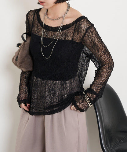 蕾絲透視針織衫