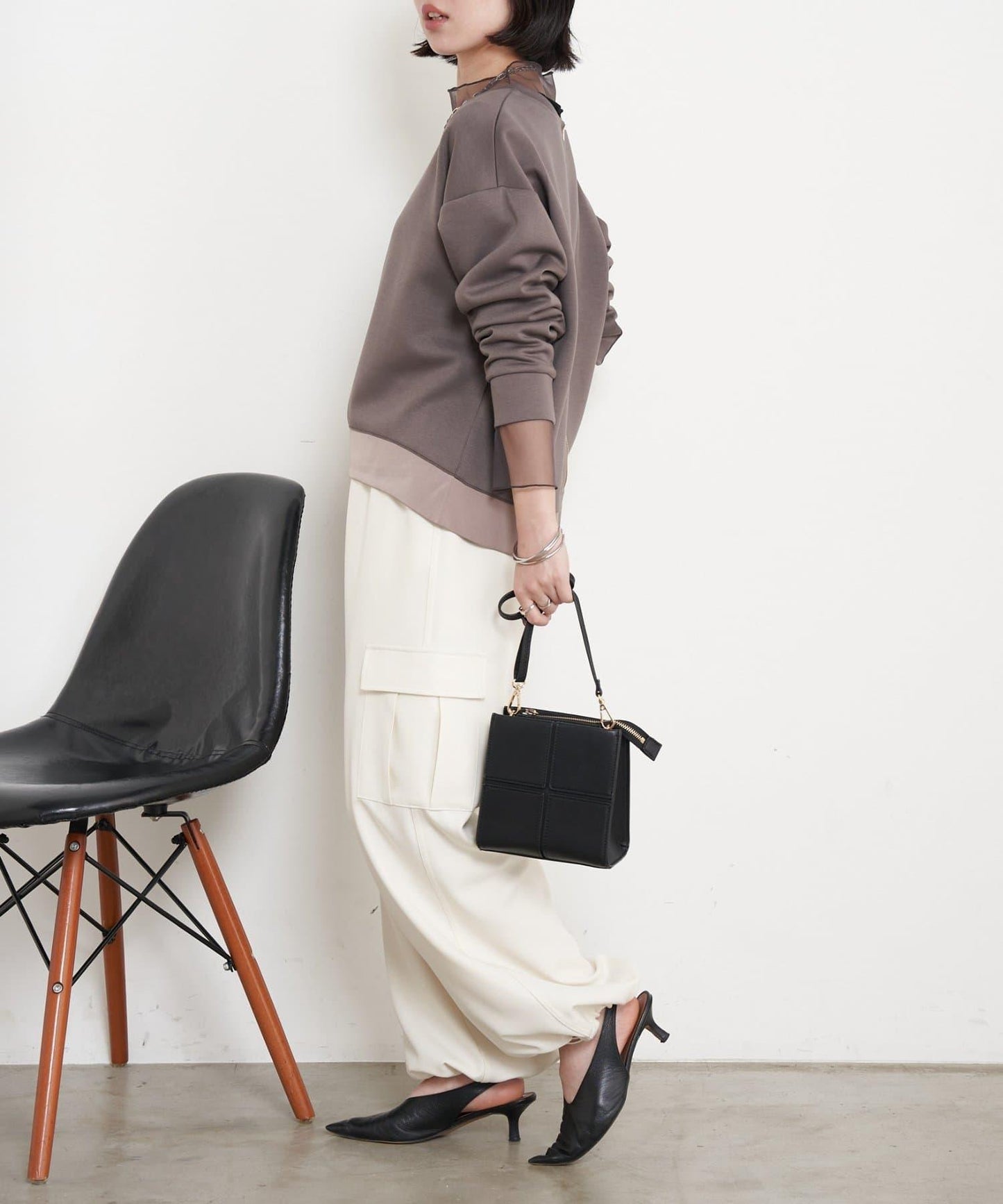 雙拉鍊紙板套頭衫