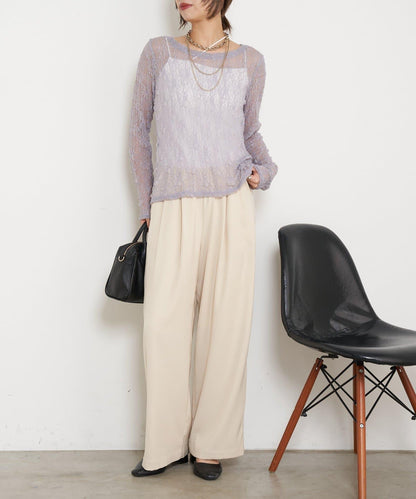 蕾絲透視針織衫