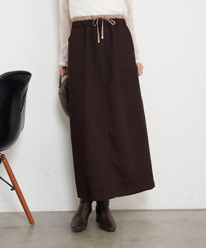 腰部拼色微絨半身裙