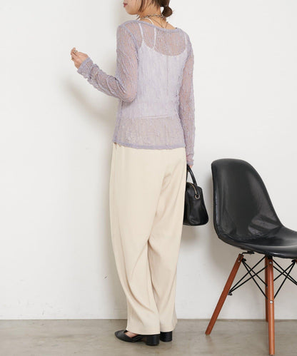 蕾絲透視針織衫