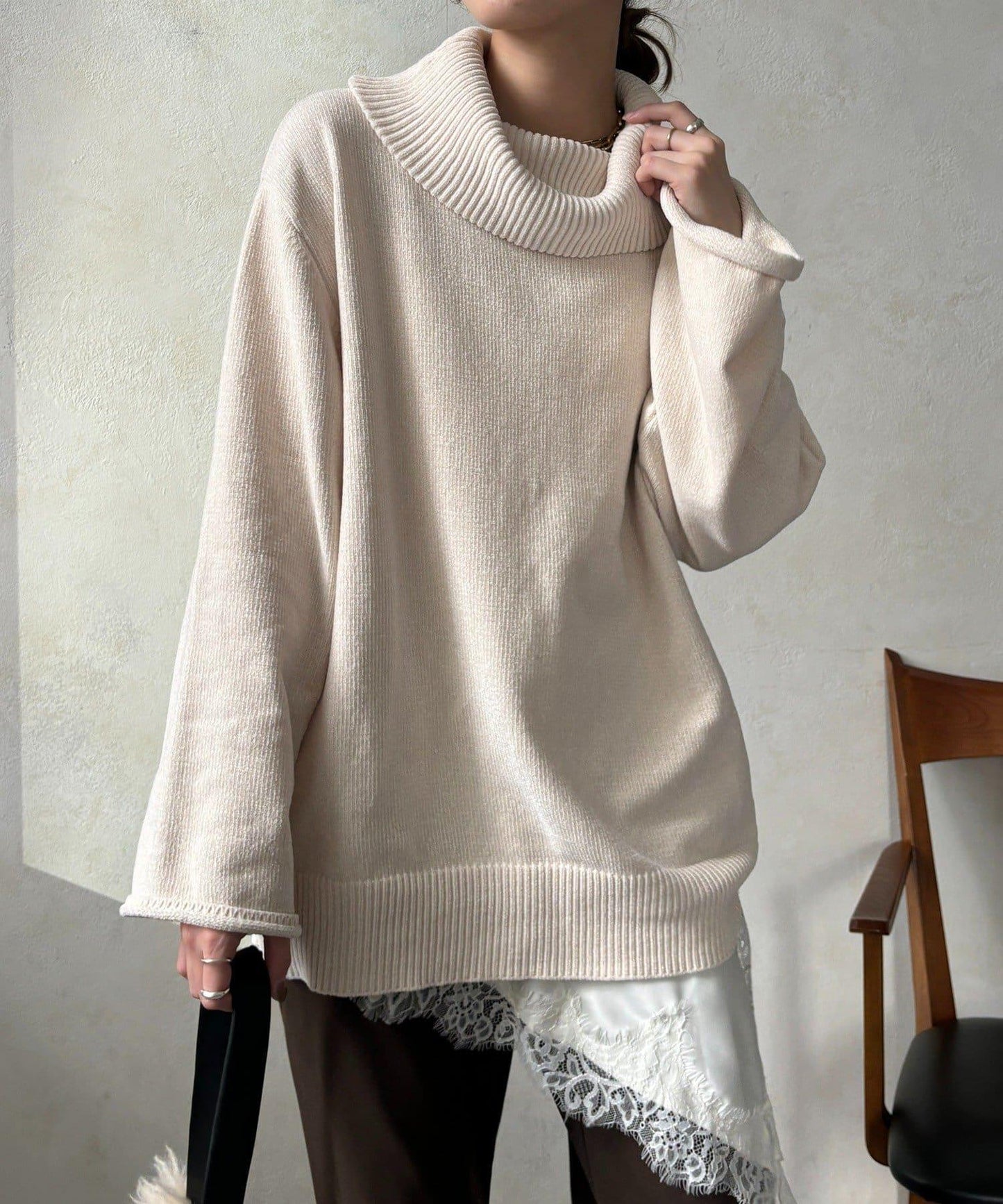 燈芯絨高領套頭衫