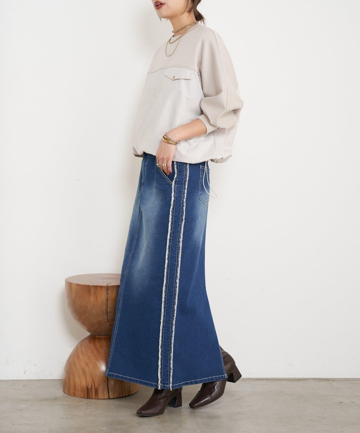 布料拼接雙面針織衛衣