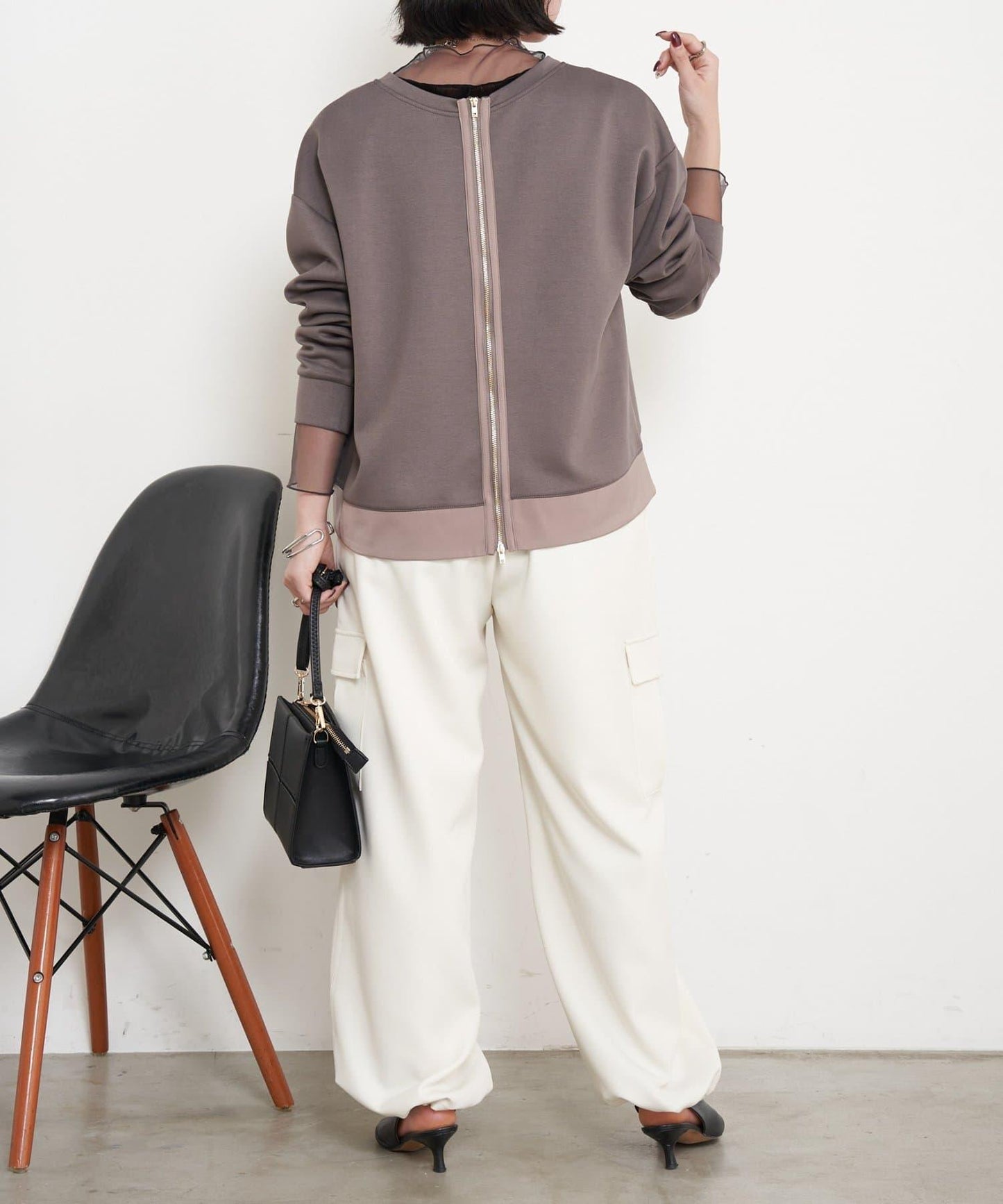 雙拉鍊紙板套頭衫