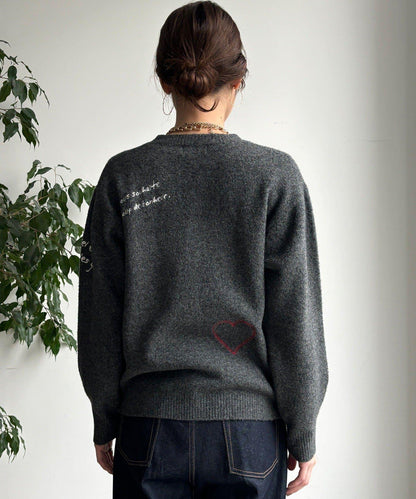 字母刺繡套頭衫