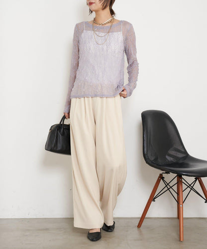 蕾絲透視針織衫