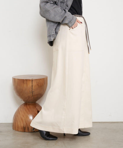 腰部拼色微絨半身裙