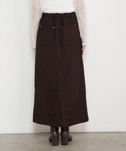 腰部拼色微絨半身裙