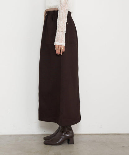 腰部拼色微絨半身裙