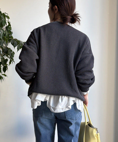 下襬異材質拼接荷葉邊T恤