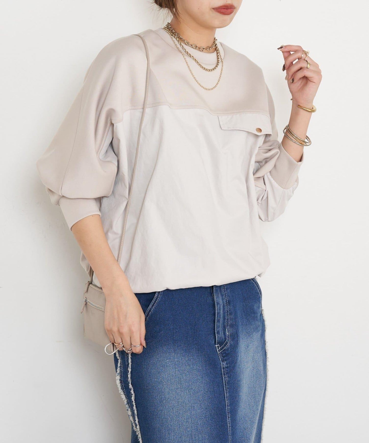 布料拼接雙面針織衛衣