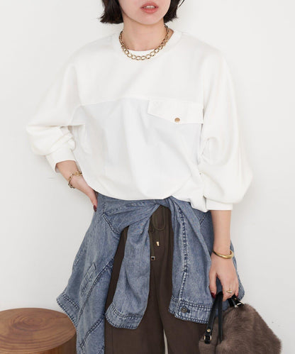 布料拼接雙面針織衛衣