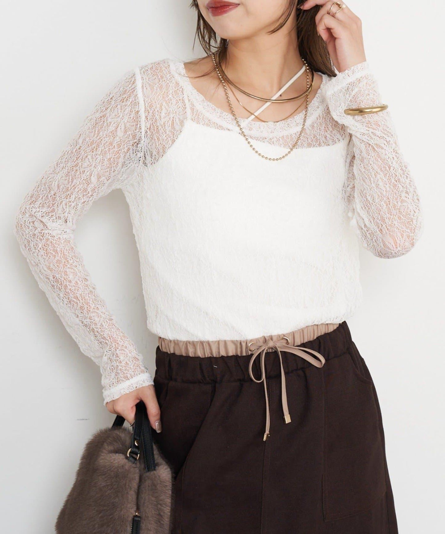 蕾絲透視針織衫