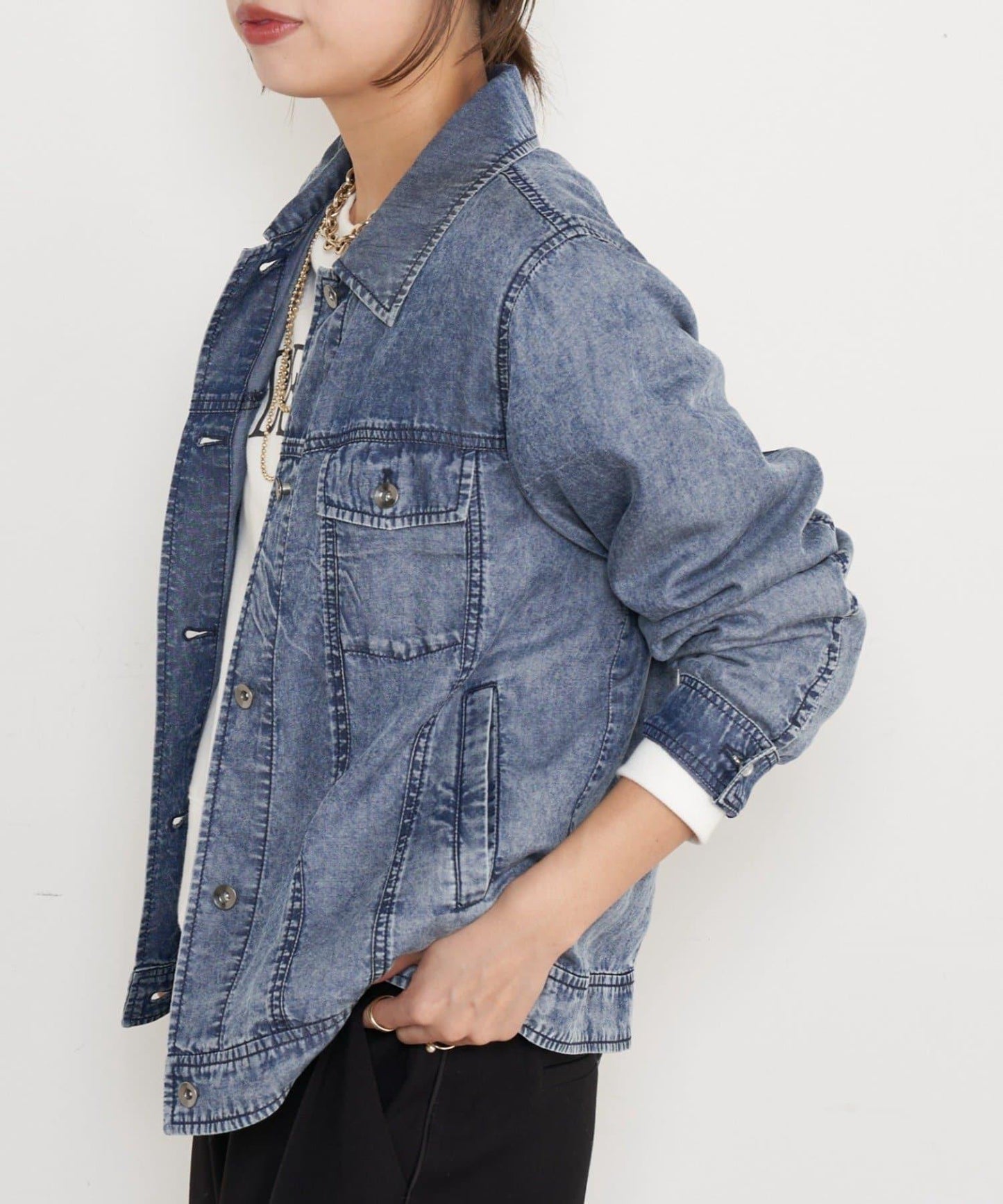 天絲牛仔立領夾克