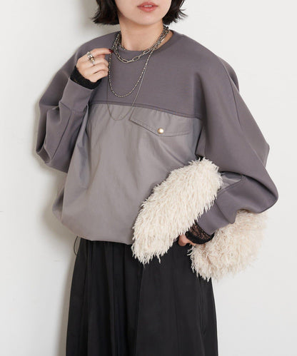 布料拼接雙面針織衛衣