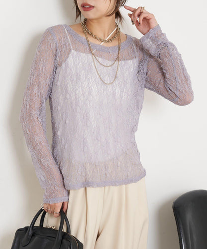 蕾絲透視針織衫