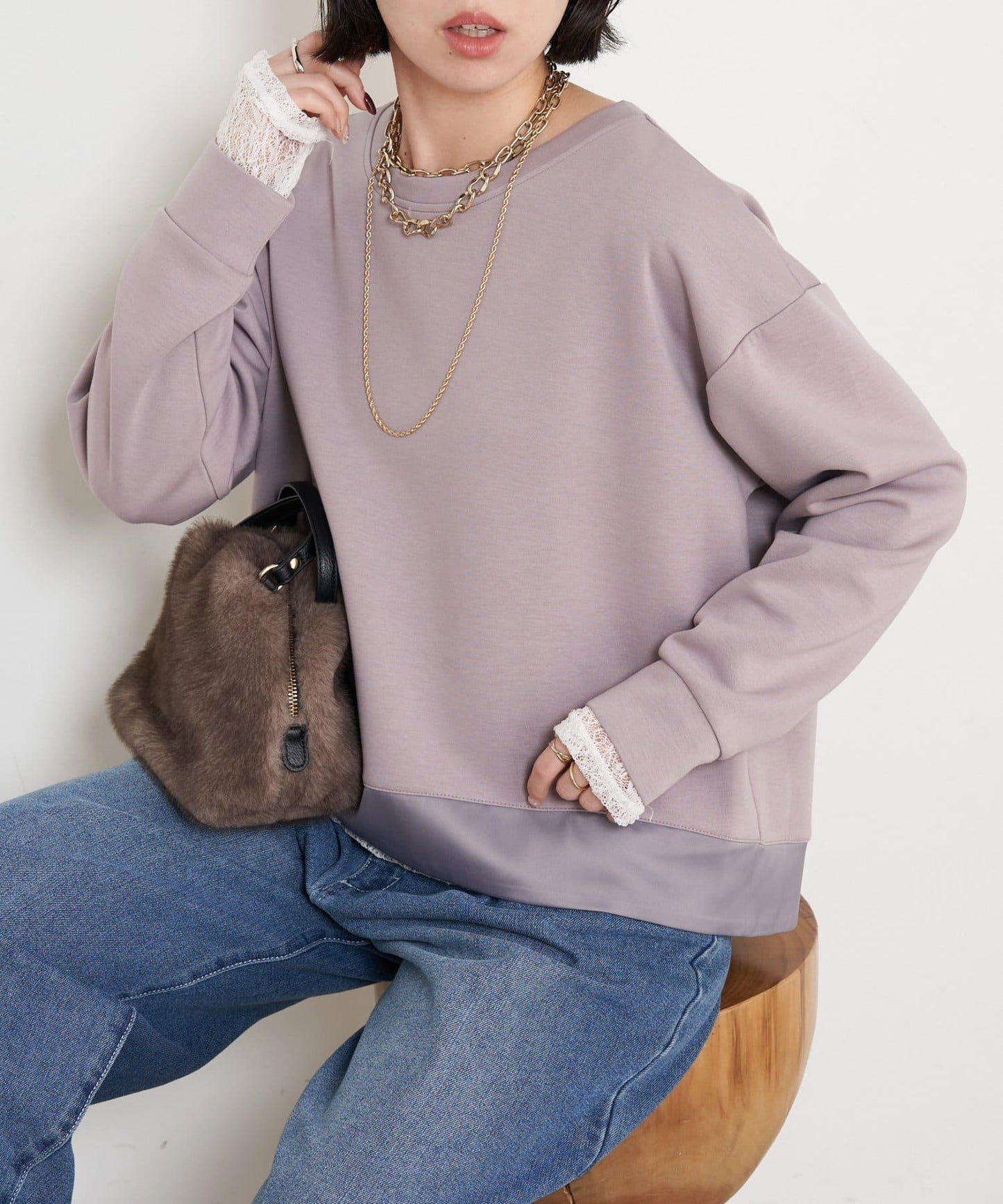 雙拉鍊紙板套頭衫