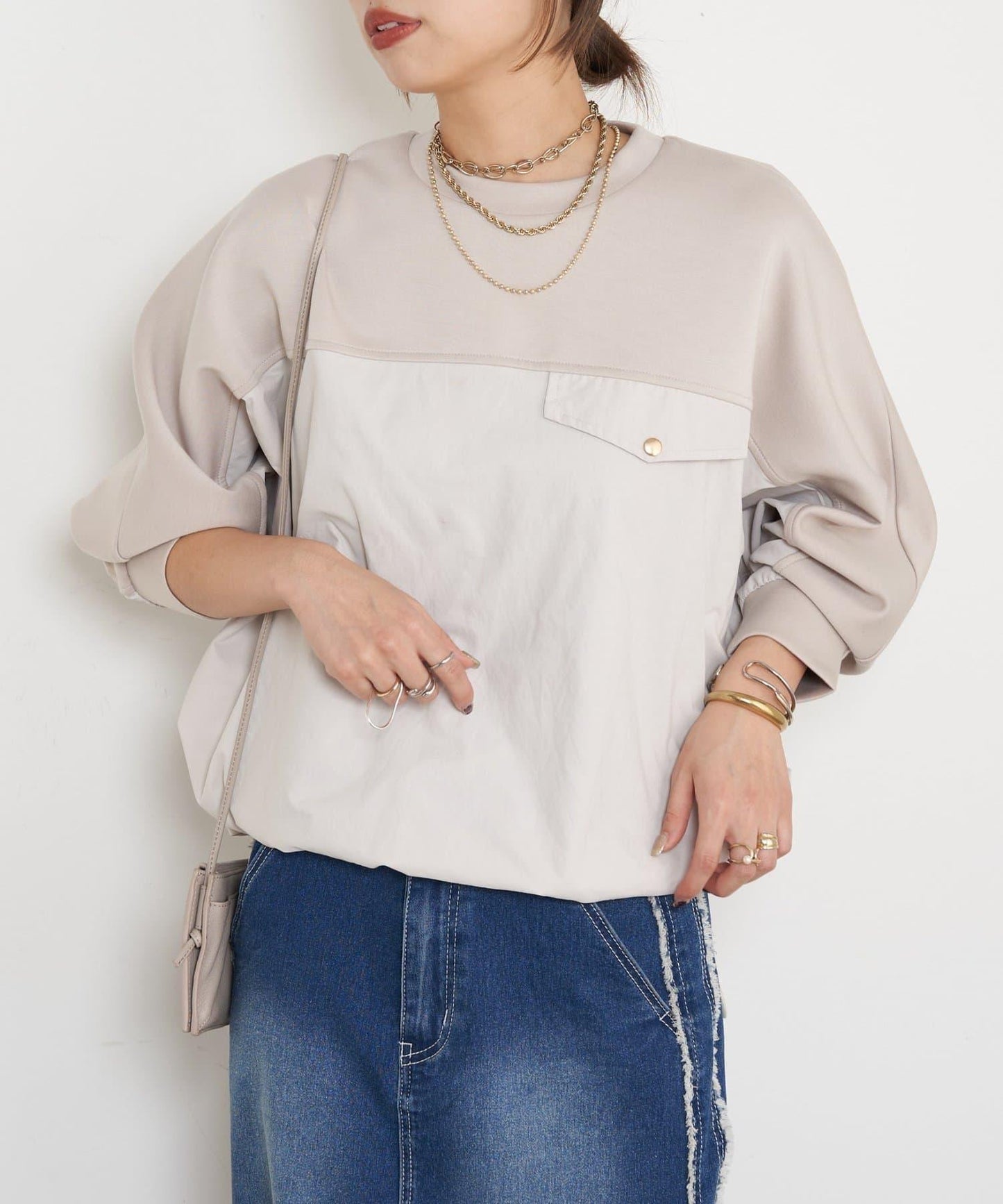 布料拼接雙面針織衛衣