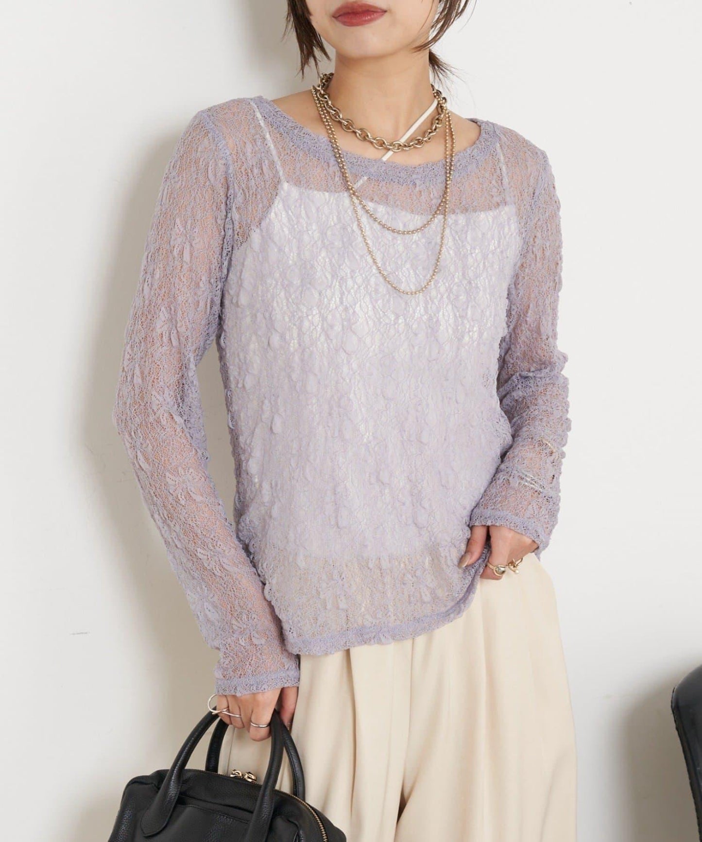 蕾絲透視針織衫