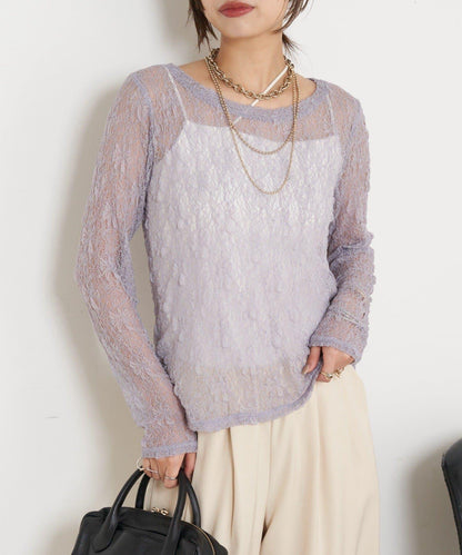 蕾絲透視針織衫