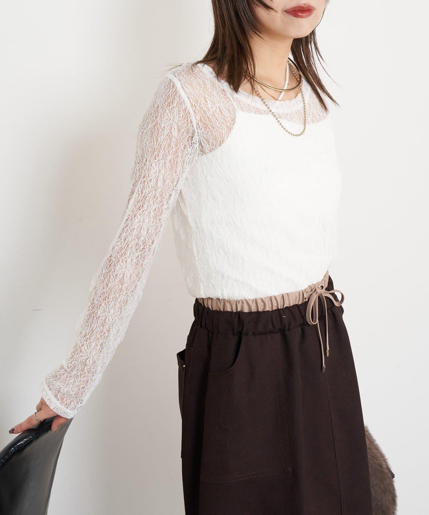 蕾絲透視針織衫