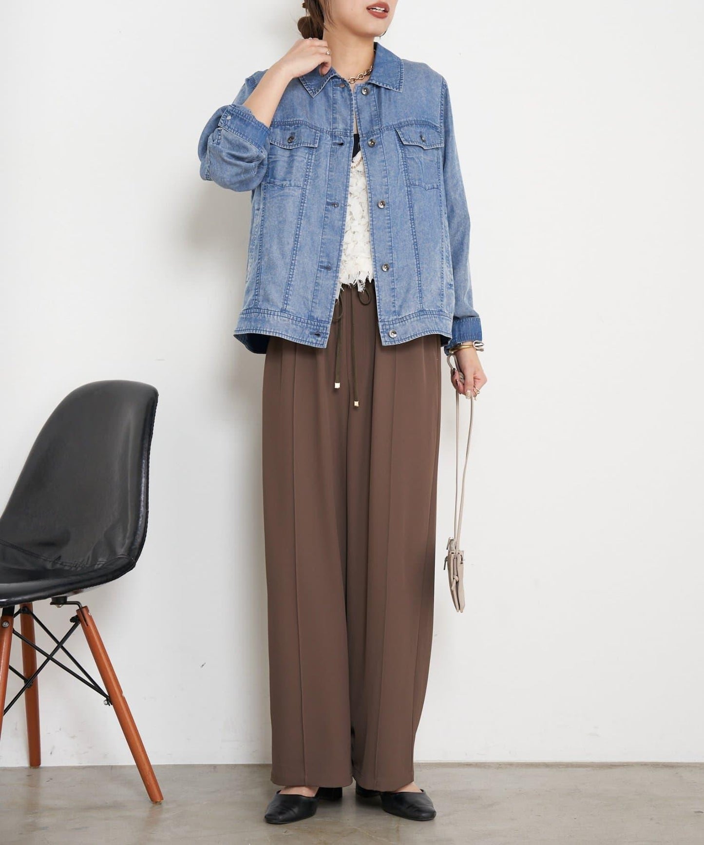 天絲牛仔立領夾克