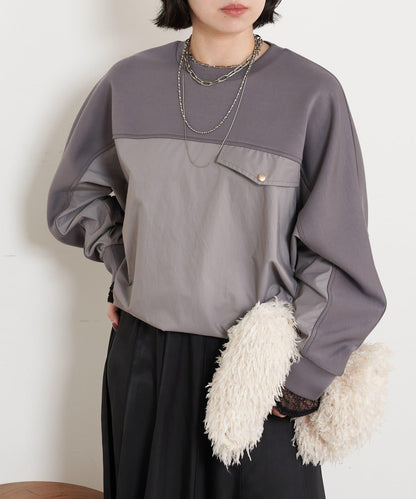 布料拼接雙面針織衛衣