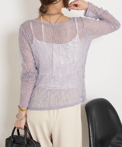 蕾絲透視針織衫