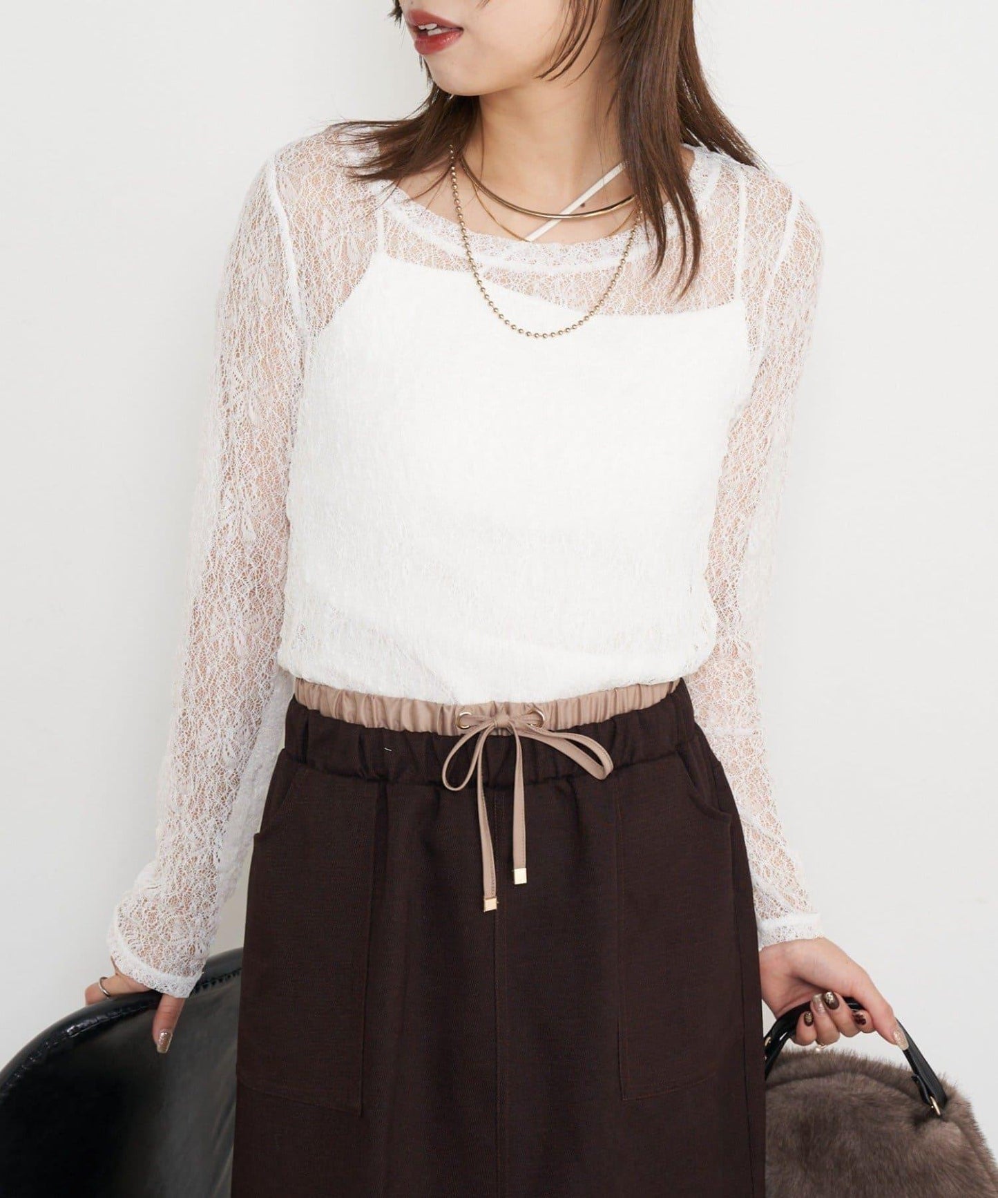 蕾絲透視針織衫