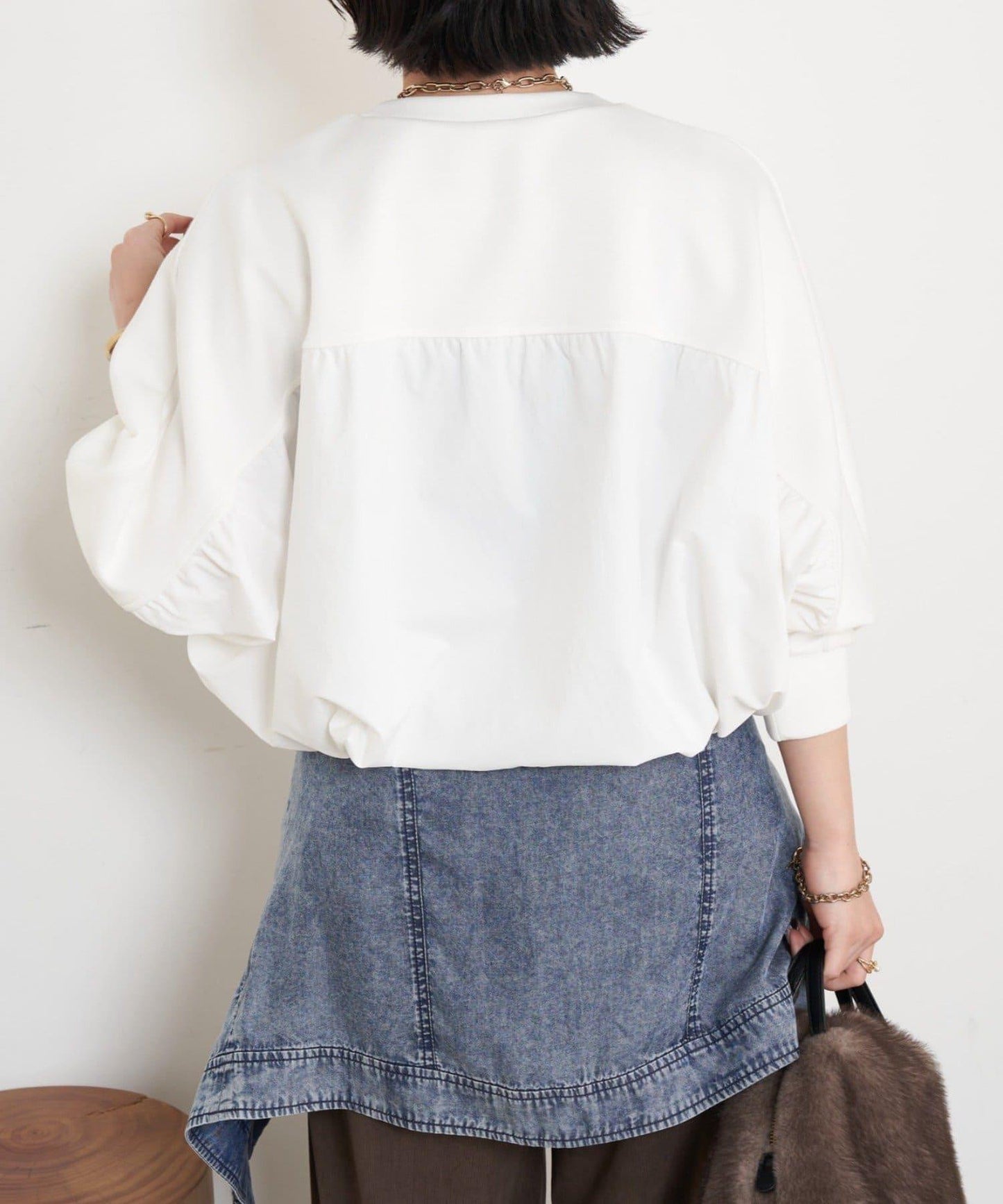 布料拼接雙面針織衛衣