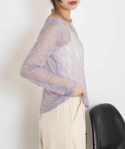 蕾絲透視針織衫