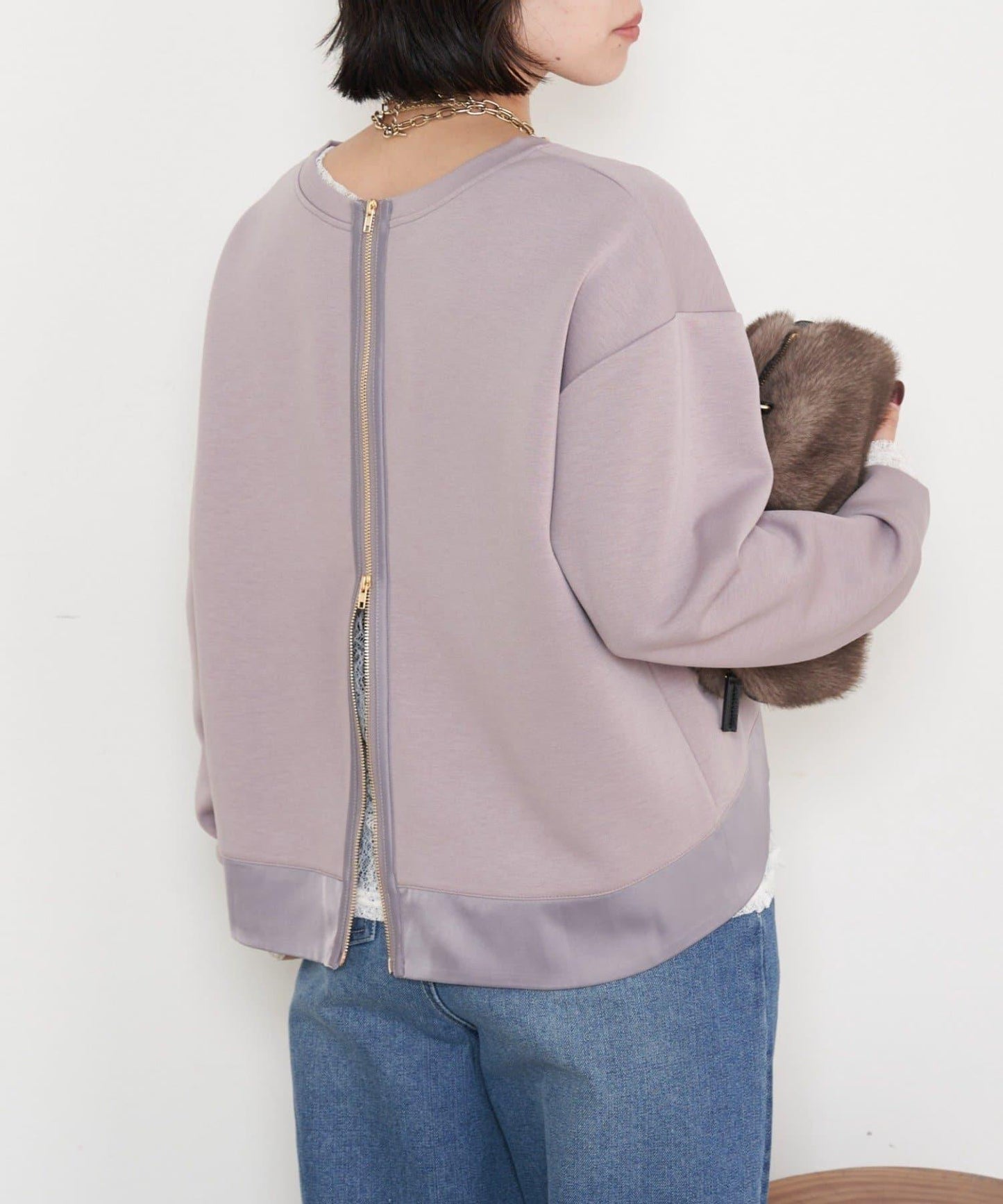 雙拉鍊紙板套頭衫