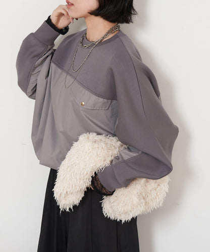 布料拼接雙面針織衛衣