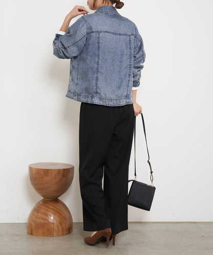 天絲牛仔立領夾克