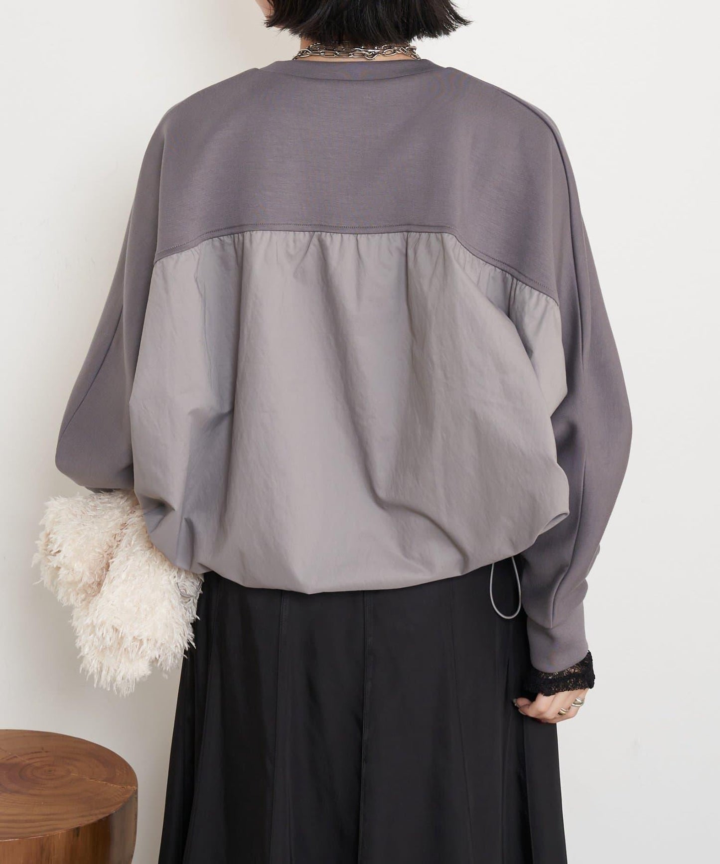 布料拼接雙面針織衛衣