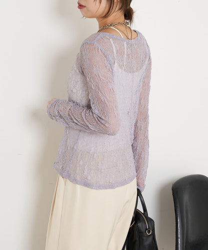 蕾絲透視針織衫