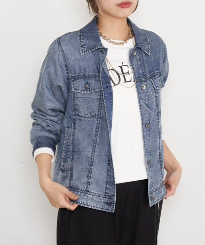 天絲牛仔立領夾克