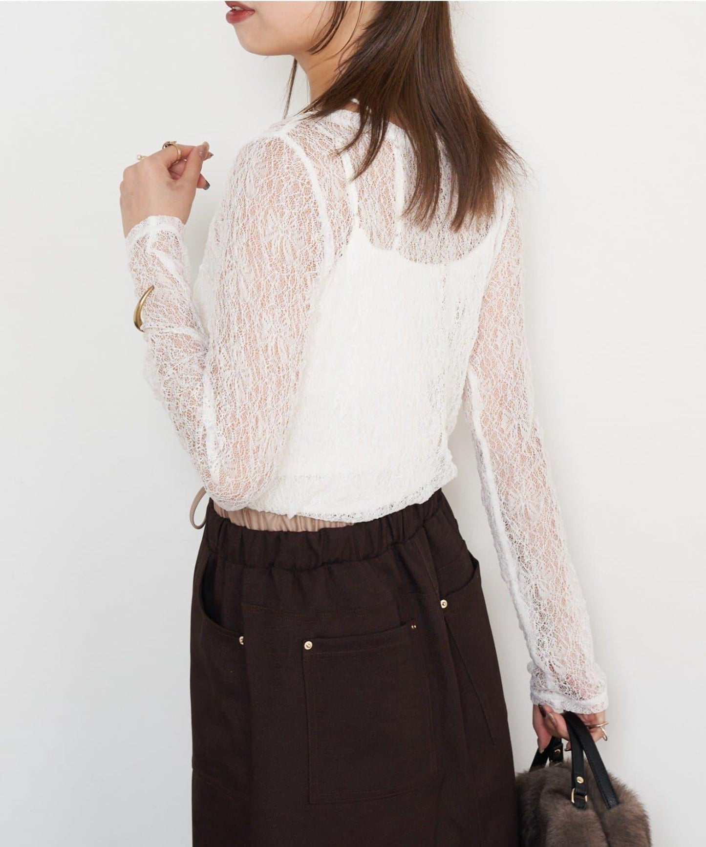 蕾絲透視針織衫