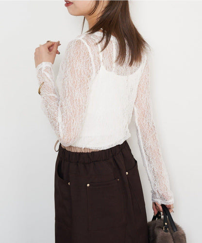 蕾絲透視針織衫