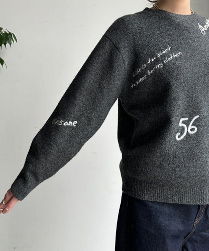 字母刺繡套頭衫