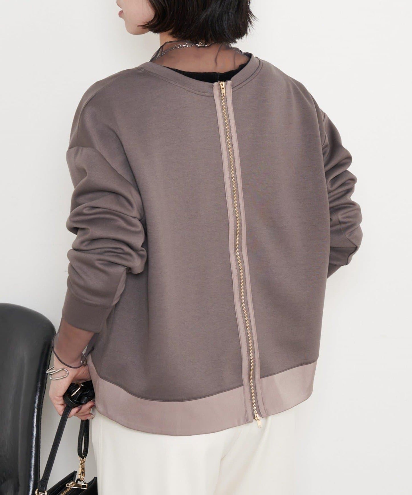 雙拉鍊紙板套頭衫