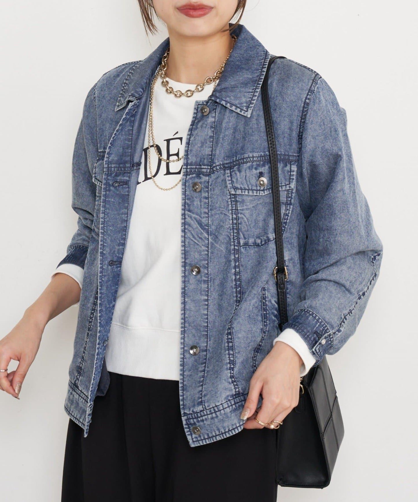 天絲牛仔立領夾克